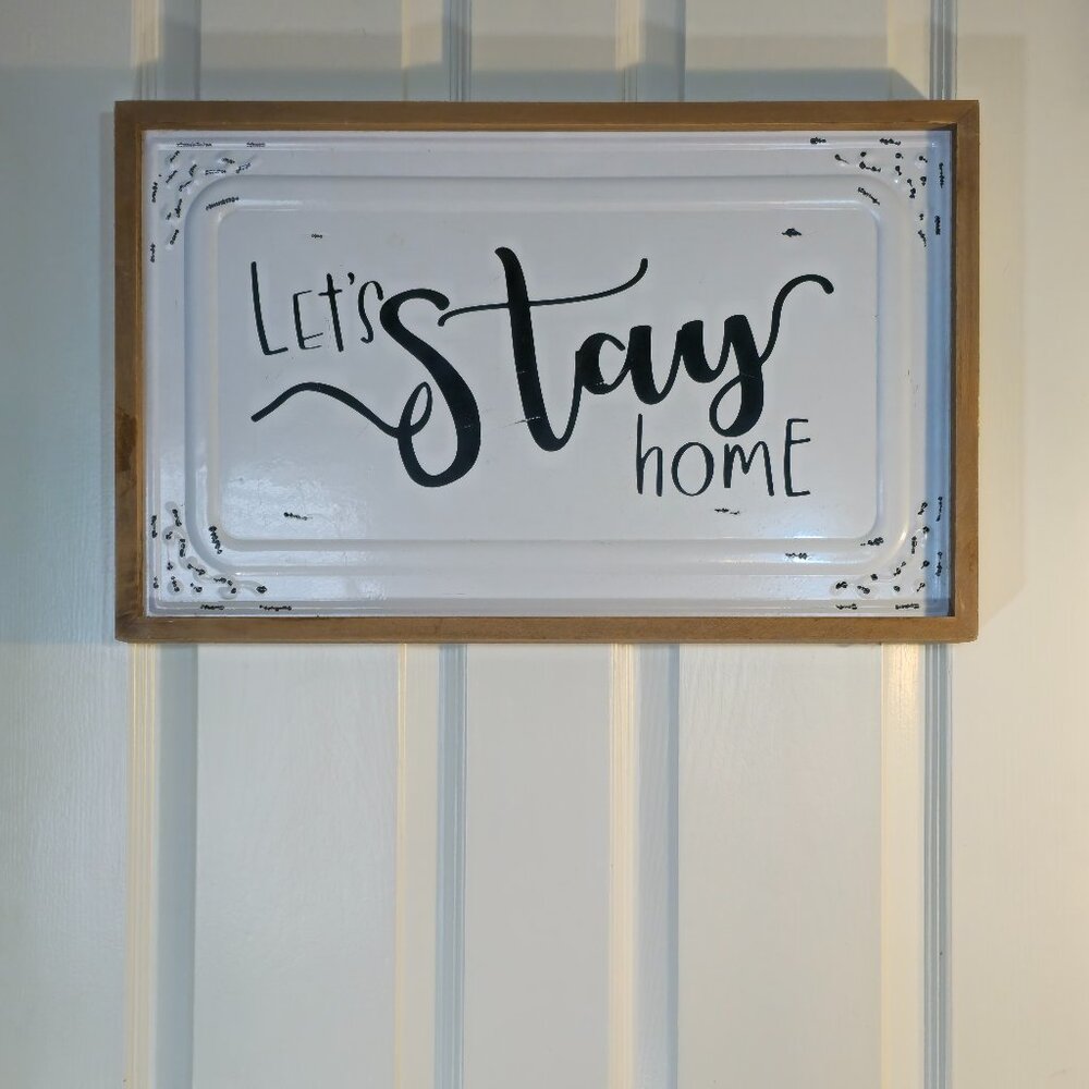 Wall Art, "Let's Stay Home", Couple Art, Farmhouse, Metal Wall Art Decor